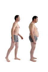 Fototapeta na wymiar fat and slim version of the same man