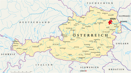 Obraz premium Mapa Austrii (niemiecki)