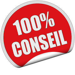 Sticker rot rund cu 100% CONSEIL