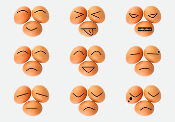 set of egg Emotion isolate on white background
