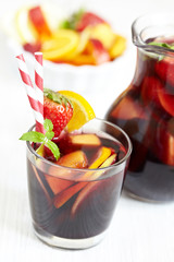 Sangria red wine with fruits