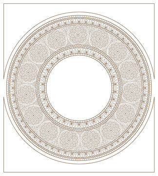 Mucha inspired round mosaic ornament colorless