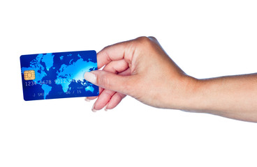 woman hand with credit card