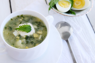 Soup with sorrel and nettles