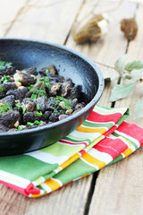 spring morels in a pan