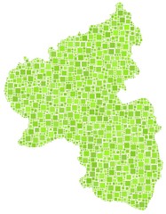 Map of Rhineland Palatinate in a mosaic of green squares
