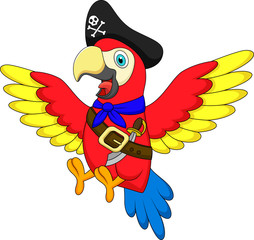 Obraz premium Cute parrot pirate cartoon