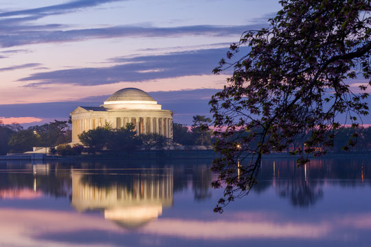 Jefferson Memorial at dawn by Tidal Basin, DC