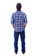 Fototapeta premium Young man from back, isolated on white