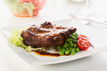 Pork spareribs on plate