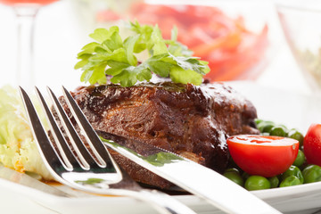 Pork spareribs on plate