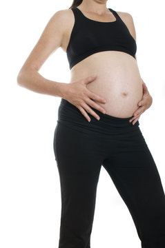 schwangere Frau, Hände auf Bauch