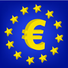 greece column with popular currency sign Euro
