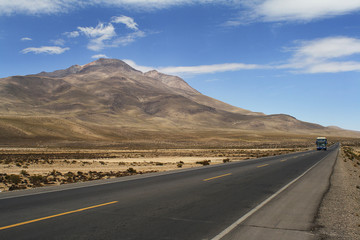 Landscape and road in altiplano, Peru