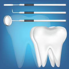 dental tools and tooth design elements. vector mesh illustration