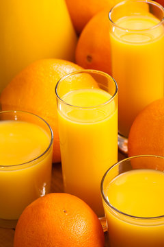 Glasses of orange juice
