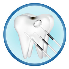 dental tools and tooth design elements. vector mesh illustration
