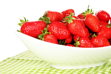 Fresh strawberry in bowl isolated on white