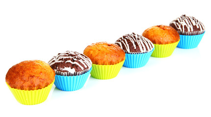 Sweet cupcakes isolated on white