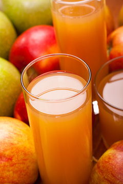 Glasses of apple juice
