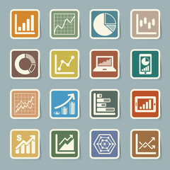 Business Graph sticker icon set