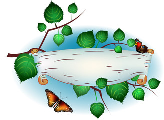 Banner with birch bark and free space inside