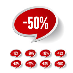 Sale percents label. Vector set