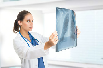 Doctor examining a radiography