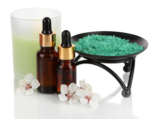 Spa composition with aroma oils isolated on white