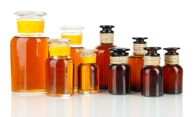 Medicine bottles isolated on white
