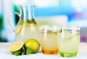 Citrus lemonade in pitcher and glasses