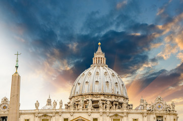 St Peter Square - Vatican City. Wonderful view of Dome - Cupola