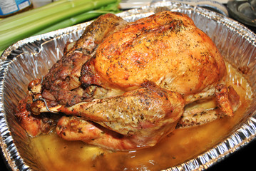 Perfectly Cooked Stuffed Turkey in a Foil Pan