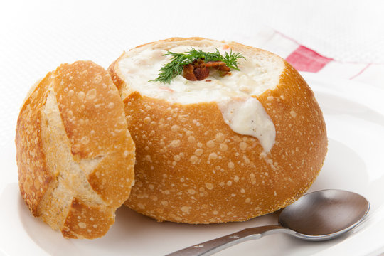 Clam Chowder In Bread Bowl