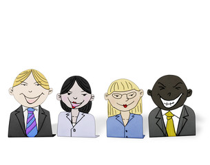 social Network concept of people cut out of paper on white