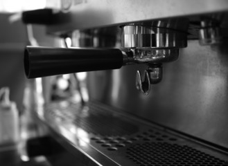 Fototapeta na wymiar Portafilter in cappuccino machine