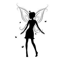 Beautiful fairy silhouette on a white background. - 52490462