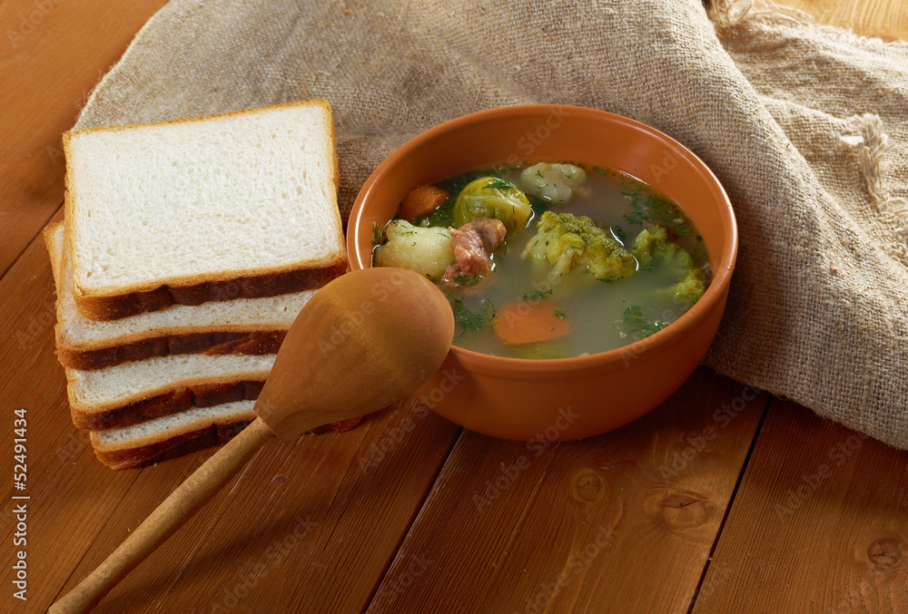 Sticker italian farm-style soup with broccoli