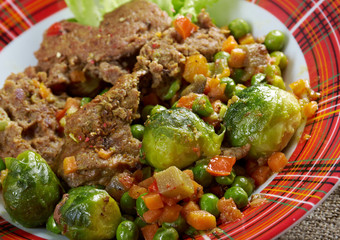 vegetables with spices and mincemeat