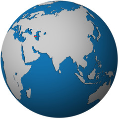 azerbaijan on globe map