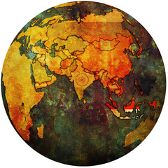 indonesia on globe map