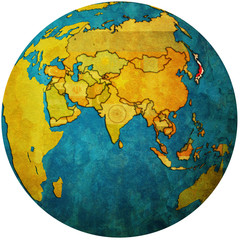 japan on globe map