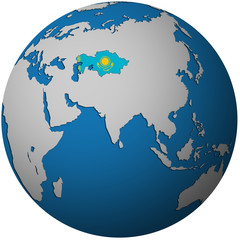 kazakhstan on globe map