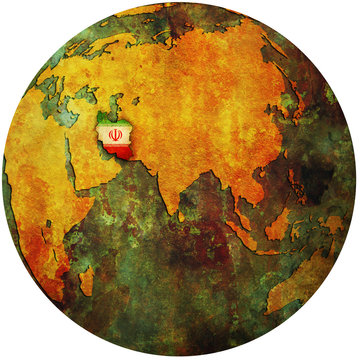 iran on globe map