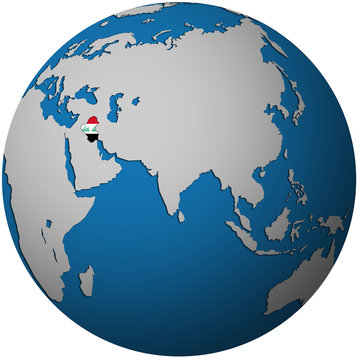 iraq on globe map