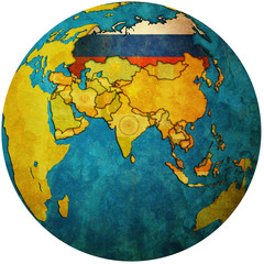 russia on globe map