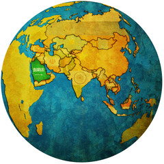 saudi arabia on globe map