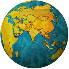 yemen on globe map