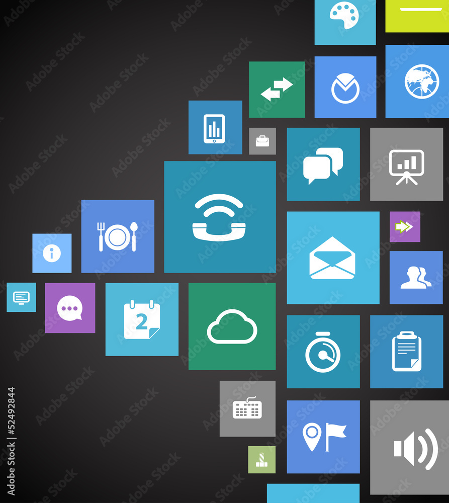 Aufkleber web color tile interface template with modern business and socia