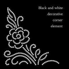 Abstract flower, diamond pattern on black